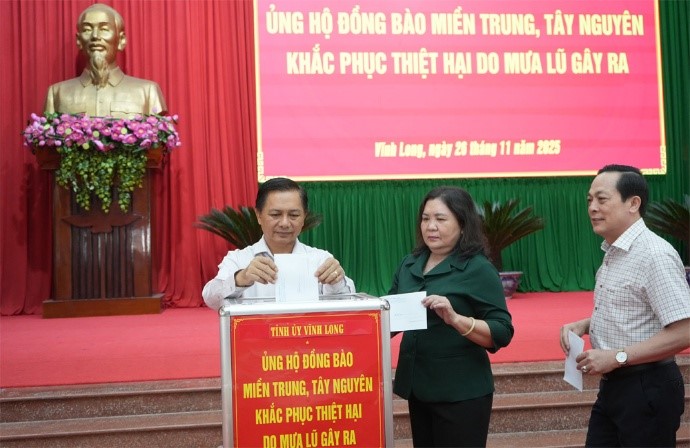 Tỉnh ủy Vĩnh Long: Phát động ủng hộ đồng bào miền Trung, Tây Nguyên khắc phục hậu quả do mưa lũ gây ra